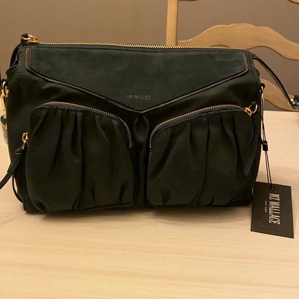 New with tags MZ Wallace 10451412 Thompson Mallard Hunter Green with suede